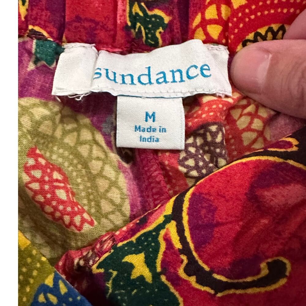 Sundance Cotton Medallion Floral Border Print Tassel Drawstring Boho Pants EUC M - Picture 3 of 8